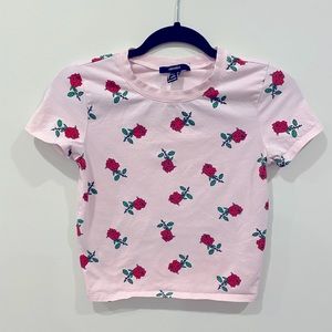 F21 Pink Rose Crop Top